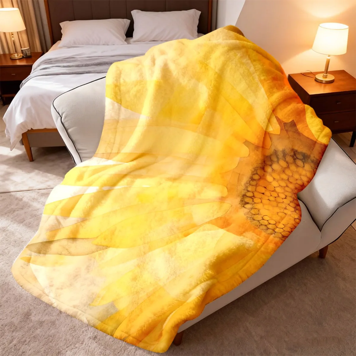 1pc Modern Plush Flannel Blanket Throw Blanket All-Season Machine Washable Neatly Crafted Portable Tear-Resistant Exquisite Indo