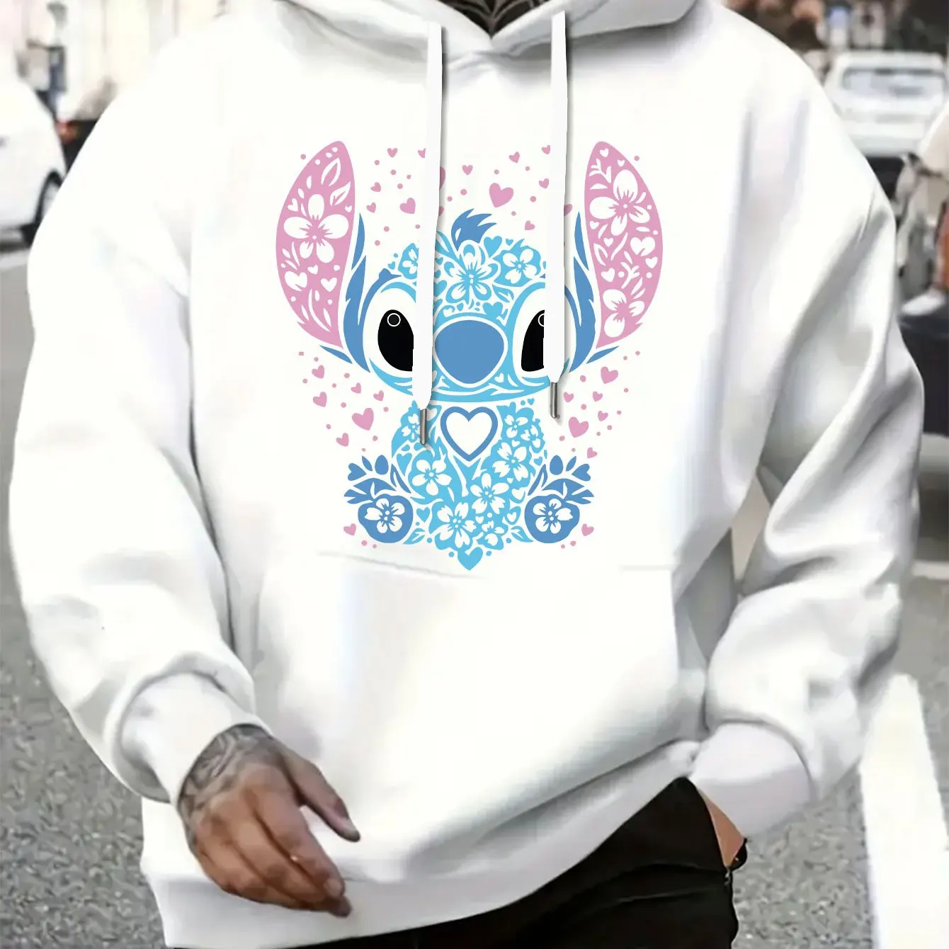 

Men's Disney Stitch Hoodies Fashion Oversized Streetwear Unisex Sweatshirts Autumn and Winter Fleece Casual Versatile