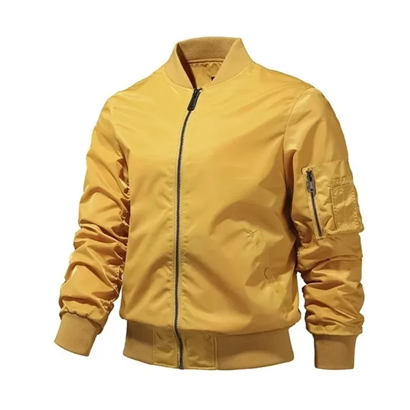 Chaquetas de Aviador monocromáticas para hombre, ropa de exterior, chaquetas de béisbol para piloto, ropa de exterior, primavera y otoño Es ju