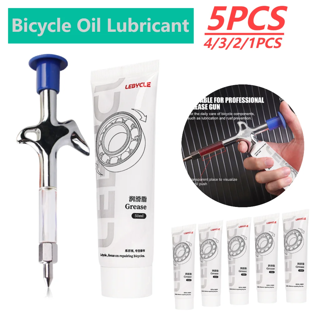 1-5PCS Bicycle Grease Lubricant Aluminum Alloy Bicycle Grease Gun MTB Bike Syringe Bicycle Oil for Bottom Bracket Headset Fork