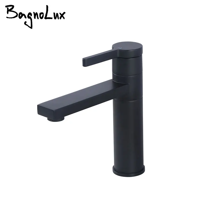 

Bagnolux Black Deck Mounted Brass Single Hole A Handle Hot Cold Bathroom Mixer Sink Tap Basin Faucet Vanity Water Tapware