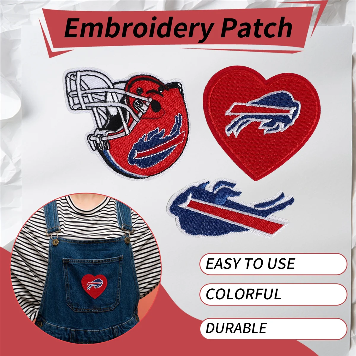 3 قطع من رقعة التطريز بشعار فريق الرجبي، والخوذة وشعار القلب، رقعة حديدية لسترة الظهر وسترة الجينز