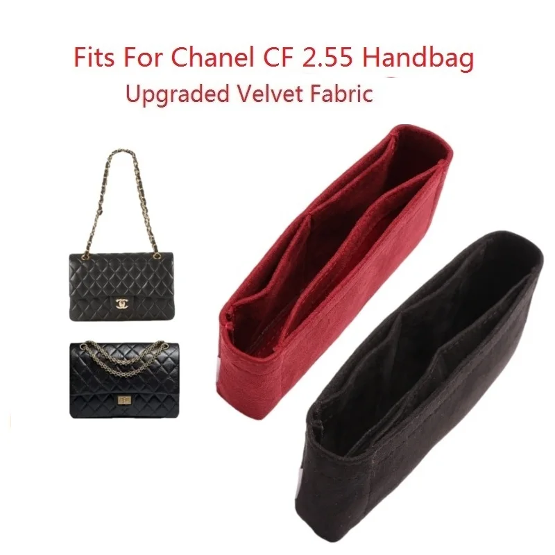 

Velvet Fabric Bag Liner Organizer Fits For Chanel Classic 2.55 Handbag CF Makeup Handbag Travel Purse Portable Cosmetic Bags