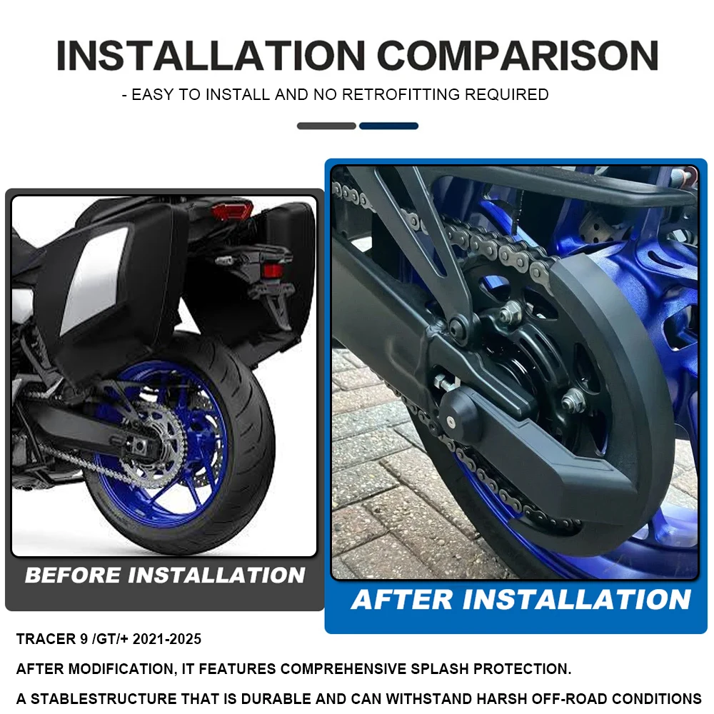 For YAMAHA Tracer 9 Anti-Splash Chain Guard Tracer9 2020-2025 Plate Chain Guard Cover Rear Wheel Cleaning Fender Protection