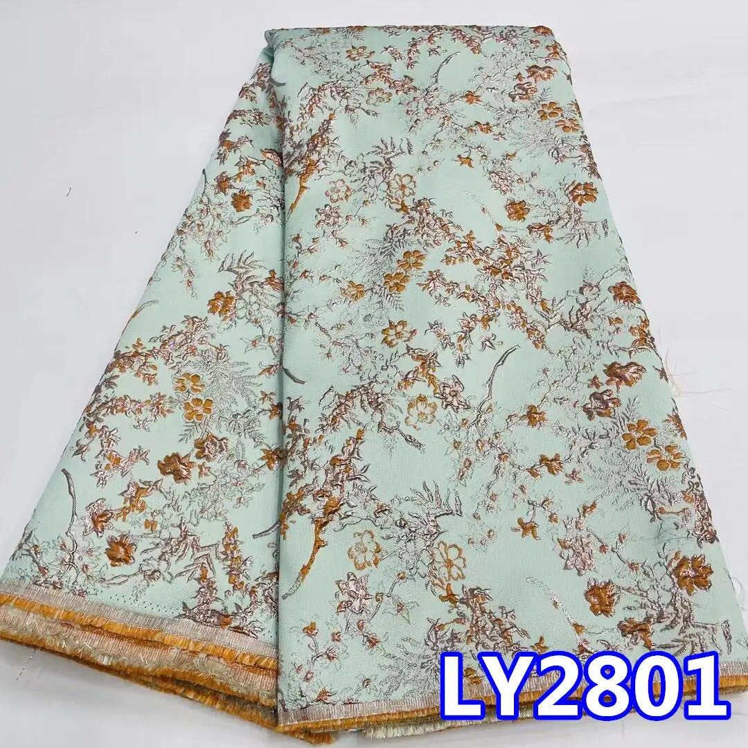 Jacquard Brocade Lace Fabric Materials 2023 High Quality African Nigerian Organza Lace Fabric For Woman Party Dress Sew LY2801