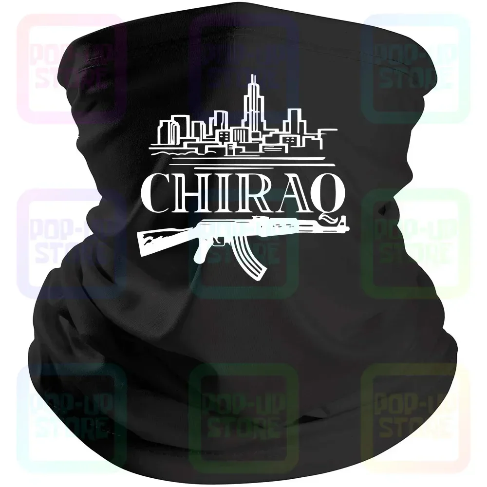 Chiraq Chicago Hip Hop Usa Gangster Ak-47 Gun Gráfico Preto Bandana Máscara Cachecol Pescoço Polaina Capa para Boca