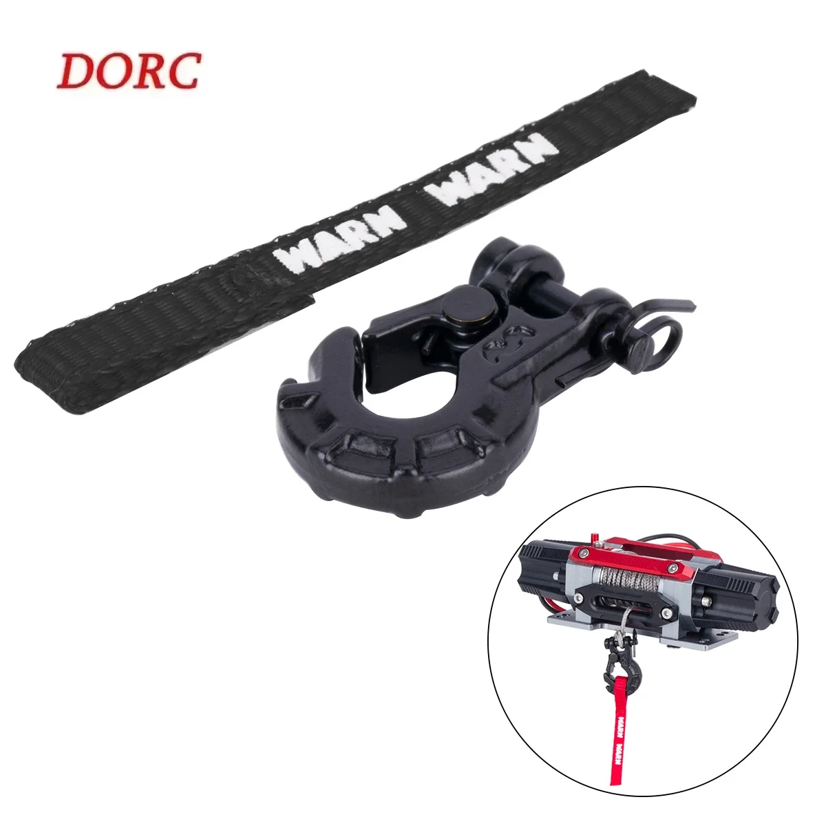 RC Car Winch Hook With Winch Pull Strap Tags Decoration for 1/10 RC Crawler Axail SCX10 TRX4 TRX6 RGT 86100 Parts