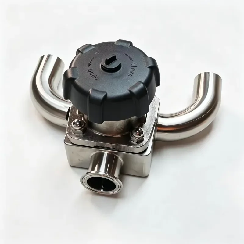 1.5 Inch 316L Stainless Steel Manual 3 Way Diaphragm Valve U Type Tri Clamp Sanitary Valve with Forged Integrated Body for