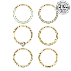 Drperfect 1pc Surgical Steel Nose Hoop Ring for Women Man Septum Ring Clicker Conch Helix Cartilage Earrings Piercing jewelry