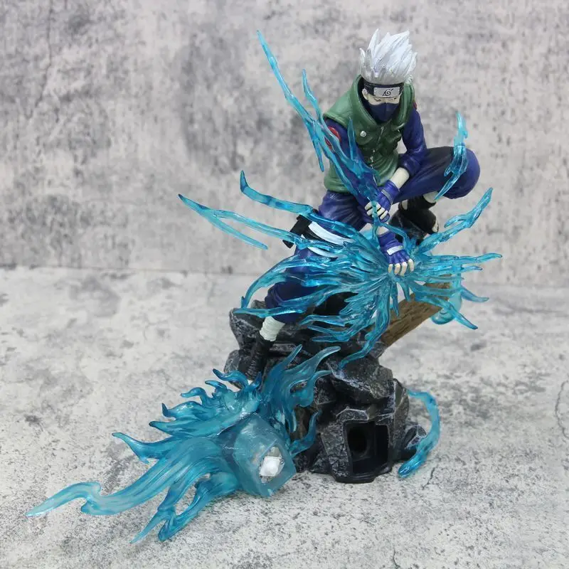 24cm Naruto Gk Ten Year Ninja Hatake Kakashi Anime Studio Figures Blue Special Effect Model Action Doll Collectable Boy Toy Gift