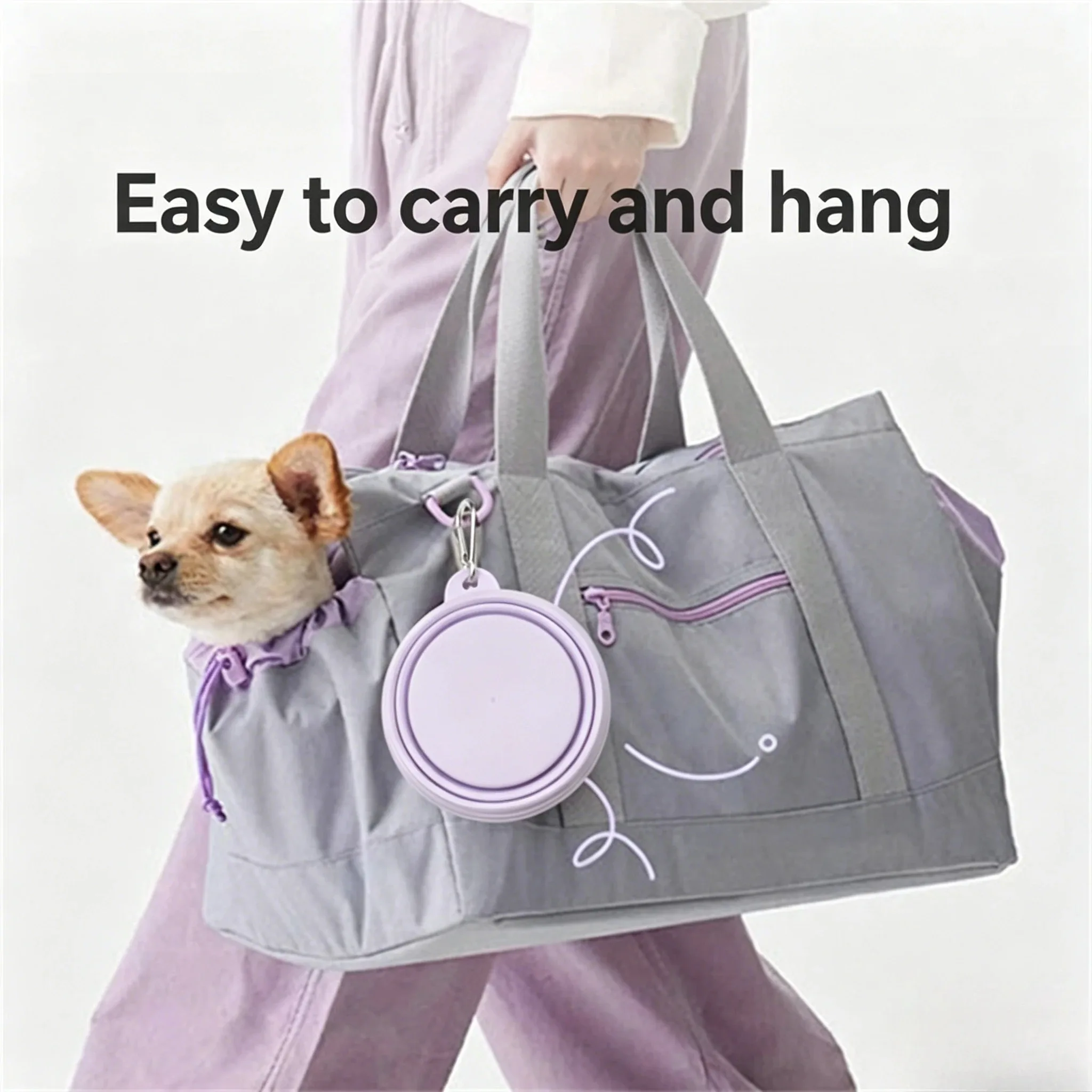 Macaron Color Collapsible Silicone Pet Bowl Portable Foldable Dog Water Food Bowl With Carabiner Clip Outdoor Travel Feeding Bow view 3