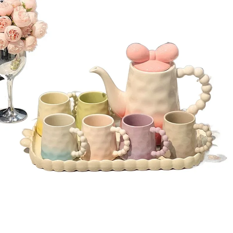 Cream wind ceramic water cup household set teacup tea set, light luxury living room wedding housewarming birthday gift