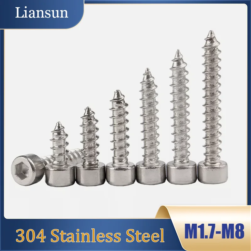 

1-100pcs304Stainless Steel Hexagon Socket Self-Tapping Screws M1.7M2M2.3M2.5M3M3.5M4M5M6M8Speaker-Specific Hexagon Socket Wrench