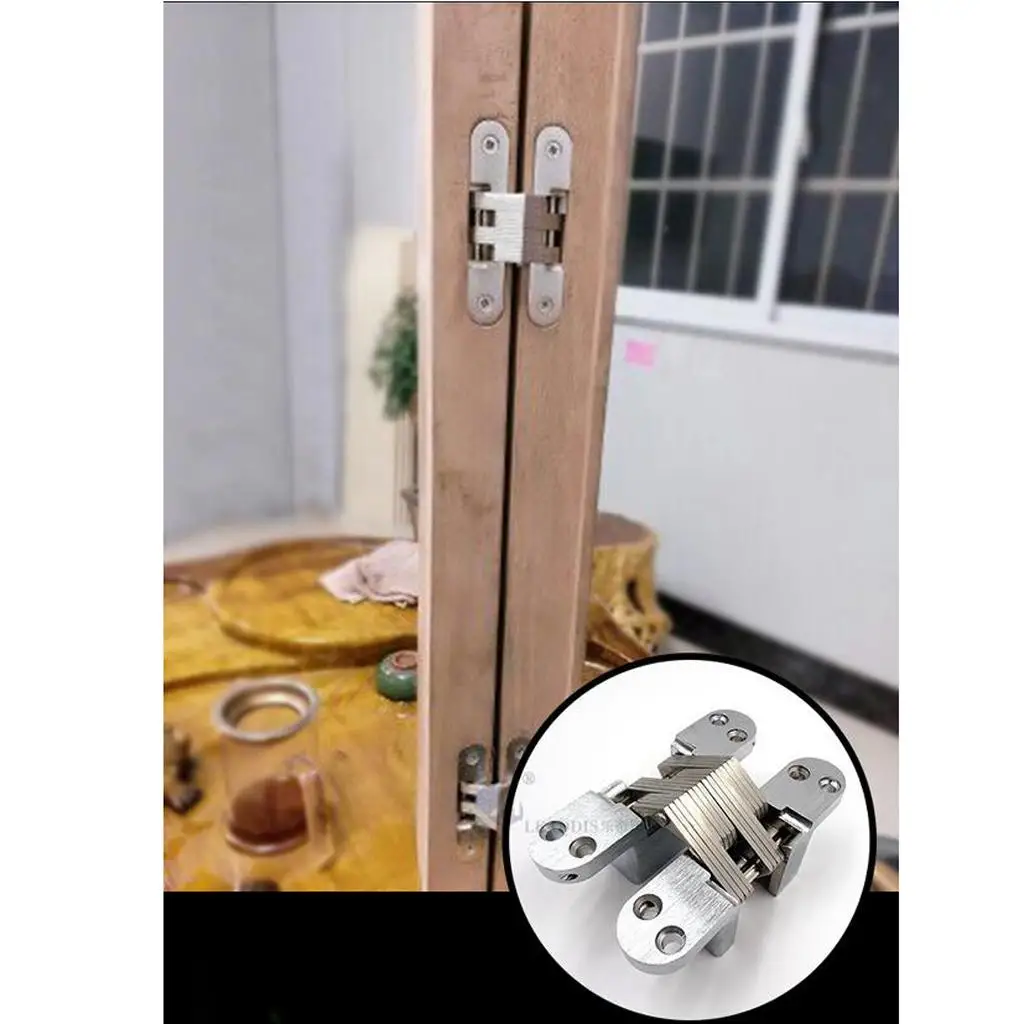 Stainless Steel Concealed Door Hinge Brushed Surface Heavy Duty Spring Folding Butterfly Hinge for Interior Furniture