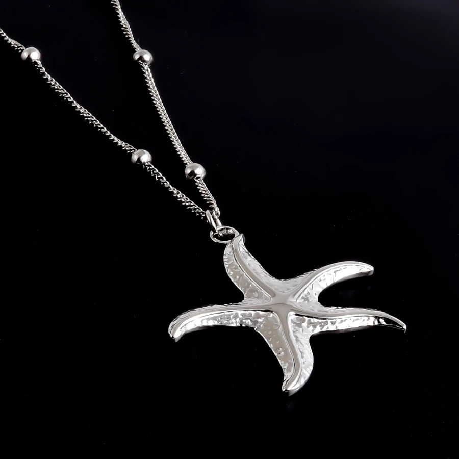 Strand-Meerestier-Halskette, Perlen-Choker aus Edelstahl, Schildkröte, Seestern, blau, öltropfend, Fisch-Halskette für Damen und Herren, Schmuckgeschenk – Detail 4