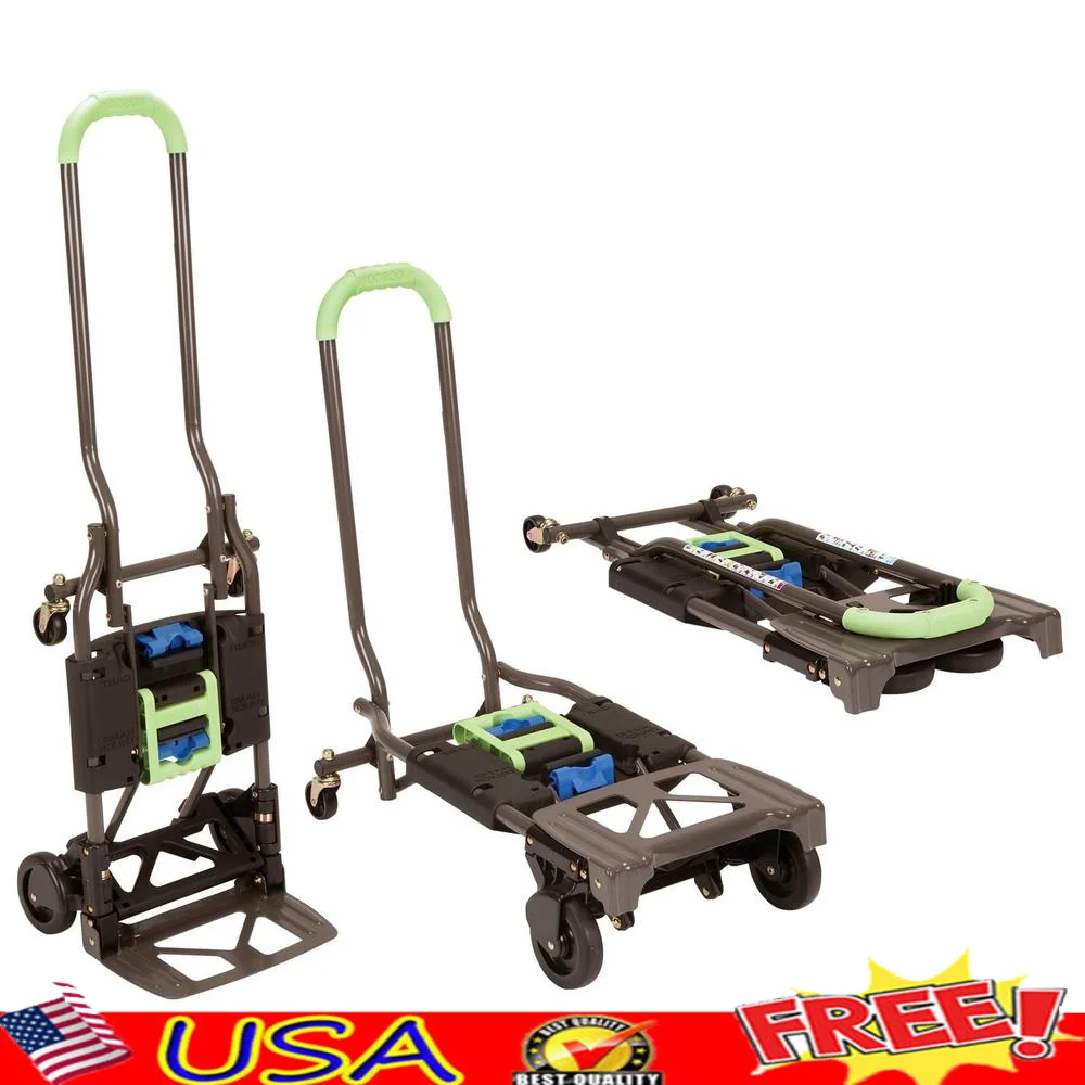 

Folding Hand Truck Multi-Position 2-Wheel 4-Wheel Lightweight Cart Heavy Duty Portable Metal Utility Dolly Max Weight 300lb