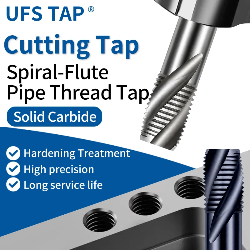 Solid Carbide Spiral Flute Pipe Tap Taper/Parallel NPT RC/PT G/PF Pipe Thread Tap For CNC Blind Hole Tapping For Steel/Aluminum