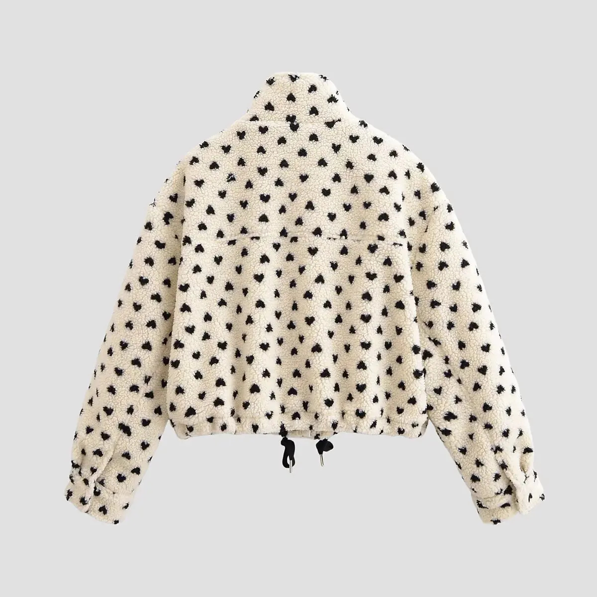 Women's Fashion Polka Dot Fleece Jacket Coat   CJ31