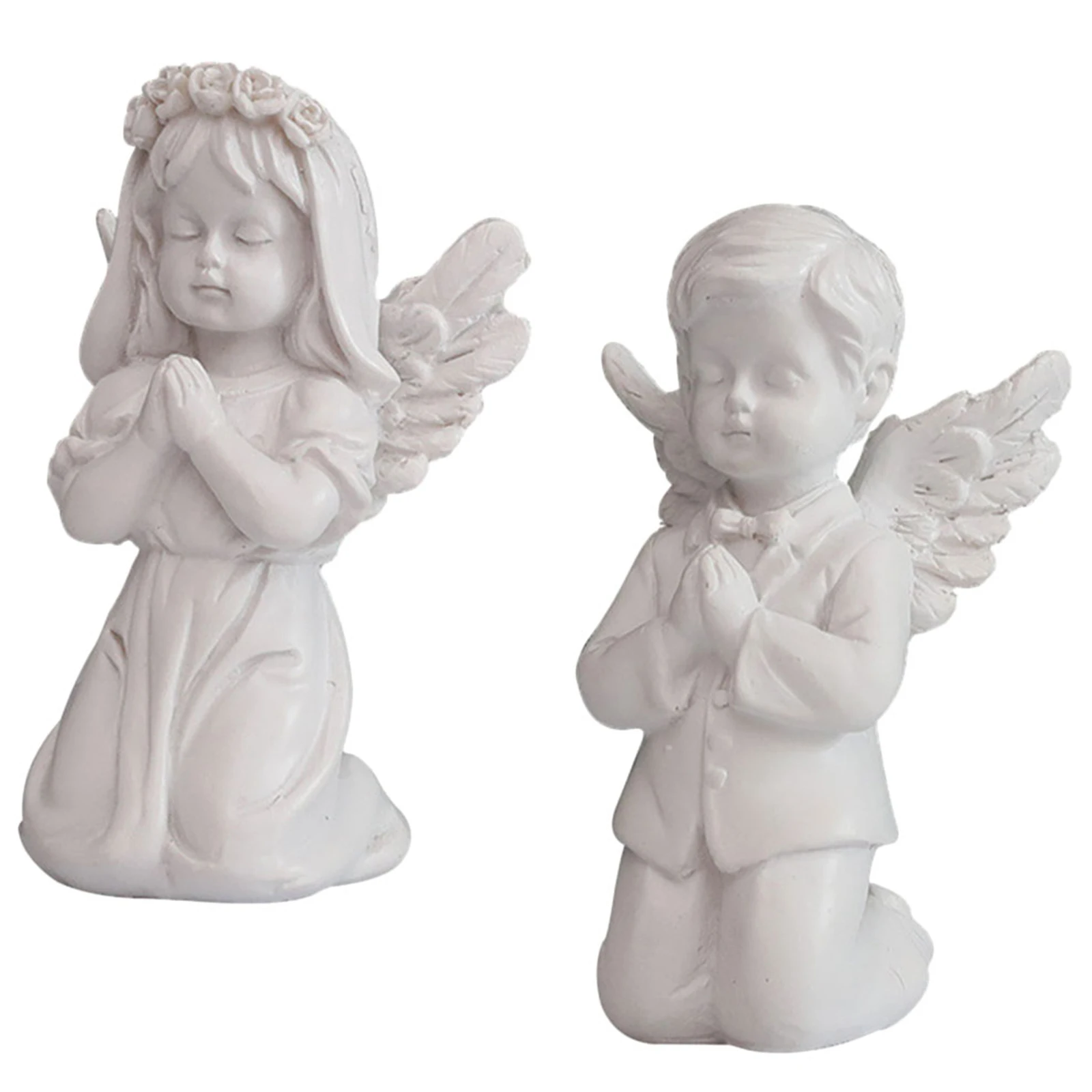 

2Pcs Resin Angel Home Decor Exquisite Prayer Angels for Desk Potted Plants Study Room Living Room Bedroom Decor Festive Present