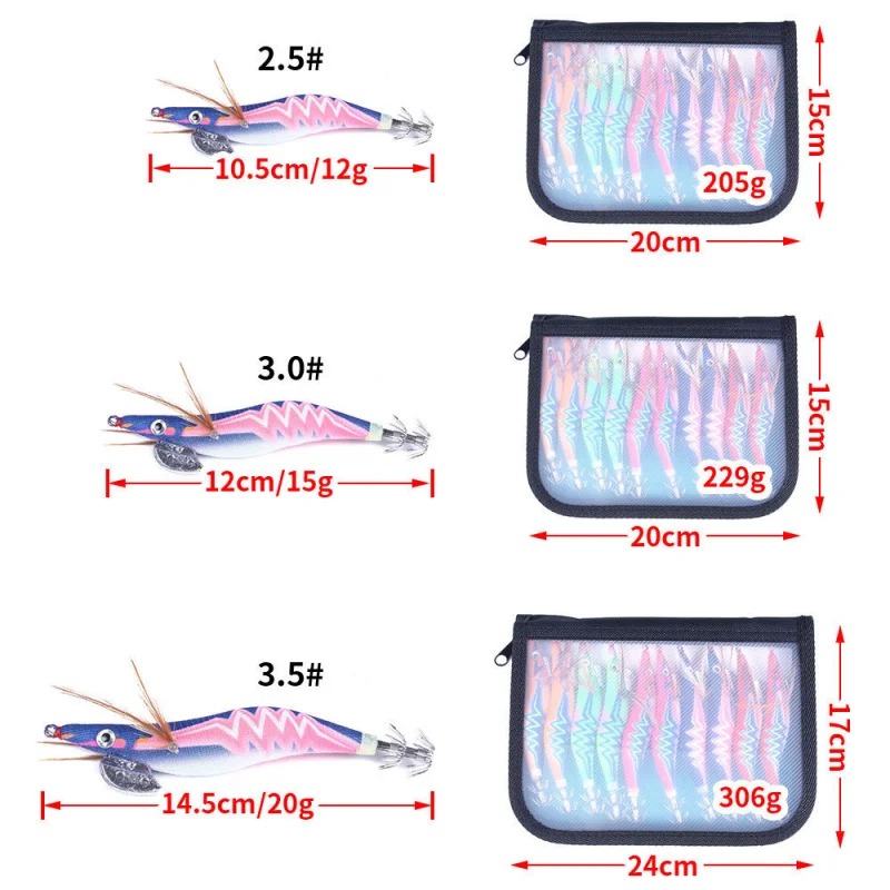 2.5-3.0-3.5No.UVLuminous محاكاة الروبيان جديد بيونيك وهمية الطعم مجموعة خشبية الروبيان الحبار هوك إغراء الطعم الصيد البحري المياه العذبة Un #5