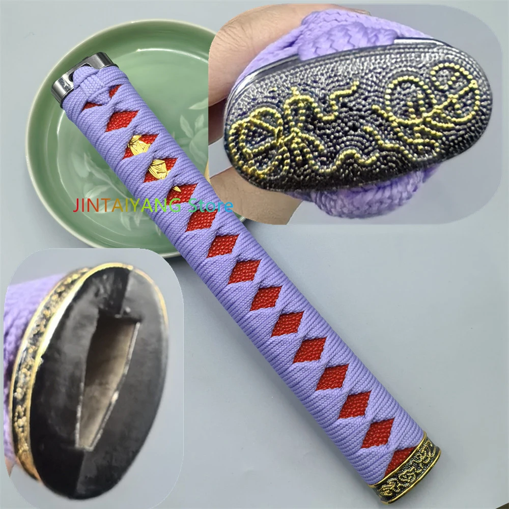 26CM Tsuka Handle Alloy Fuchi Kashira Silk Ito Red Rayskin Fittings For Japanese Katana Sword Hilt Parts Beautiful