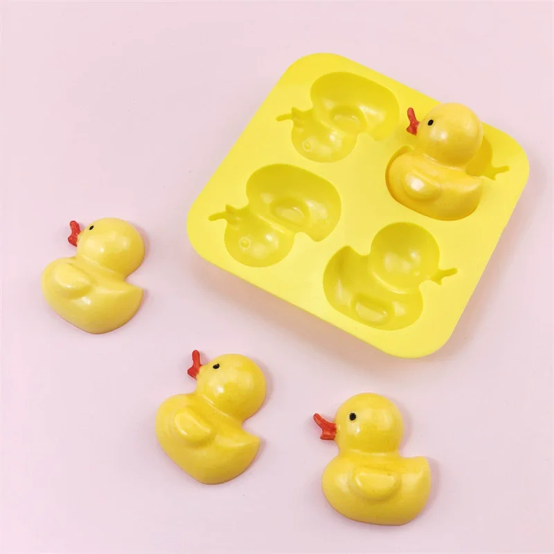 3D Duck Silicone Mold For Soap Making Supplies Cartoon Animal Wax Melts Baby Shower Party Decoration Ice Cube Tray Chocolate