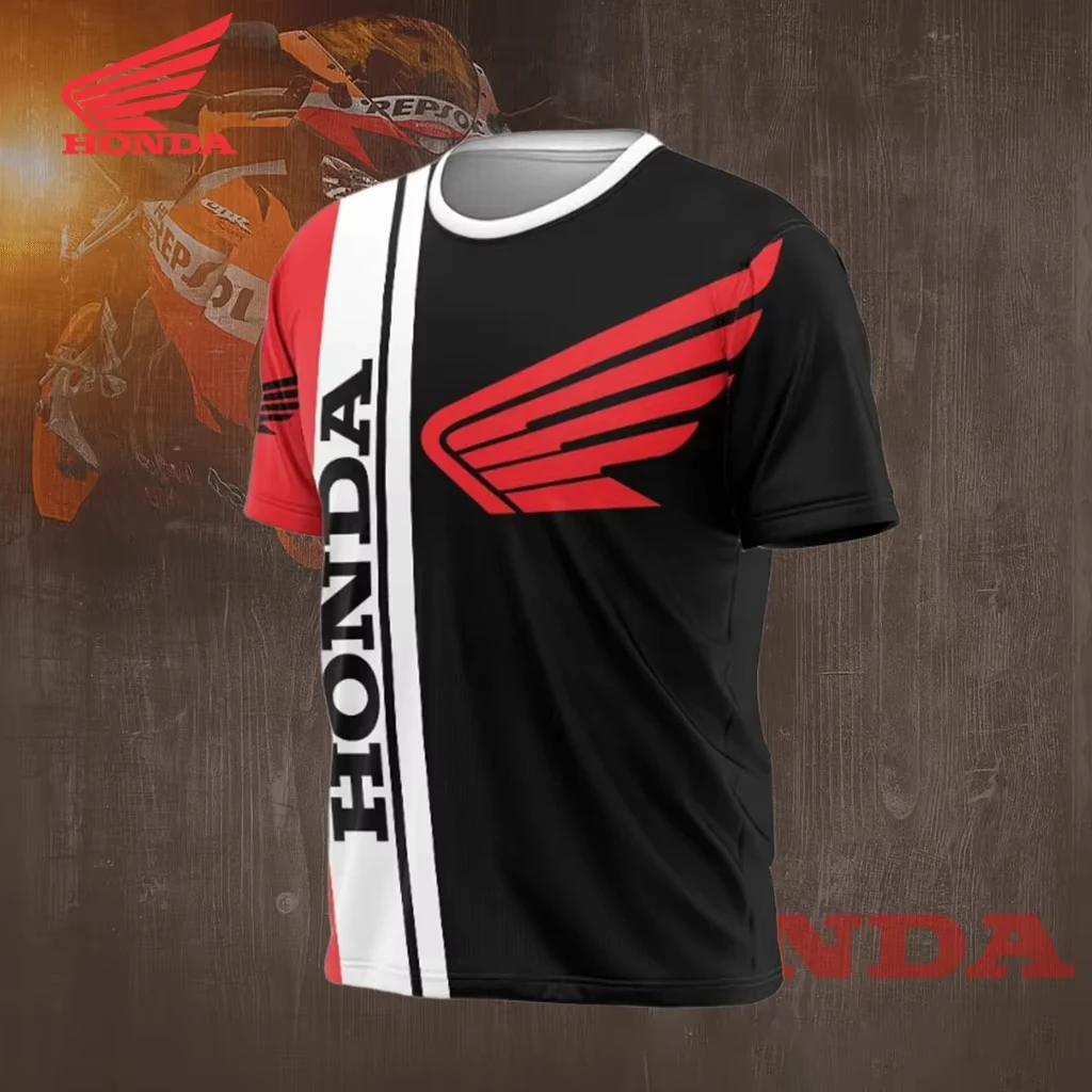 

2025 Lightweight Honda Racing T-shirt for Men Quick Dry Breathable Moto Top Short Sleeve Motorcycle Shirt for Summer Rides