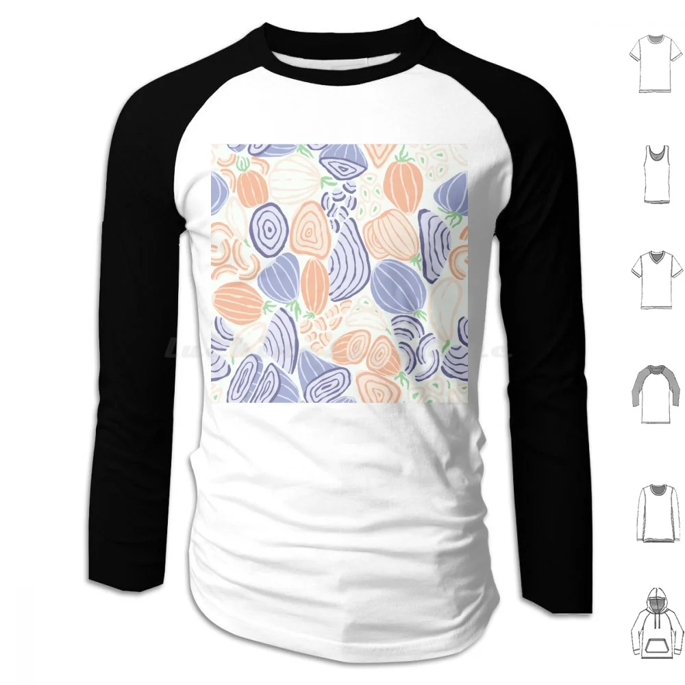 Onions & Garlic 01 Hoodie cotton Long Sleeve Onion Garlic Shallot Violet Lilac Pattern Saurface Pattern Design Seamless