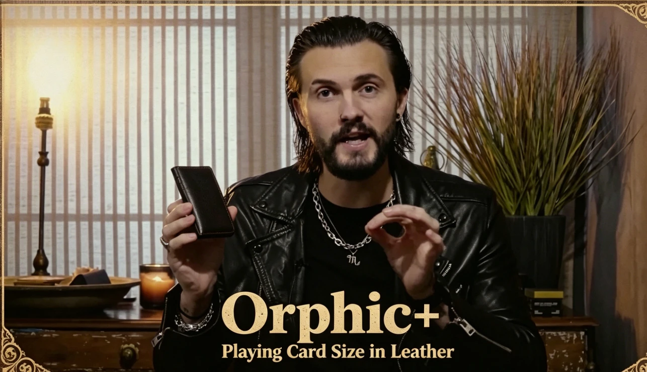 

Orphic Plus Playing Card Size in Leather Magic Tricks Card To Wallet Peek Switch Effects Close-up Illusions Gimmicks Mentalism