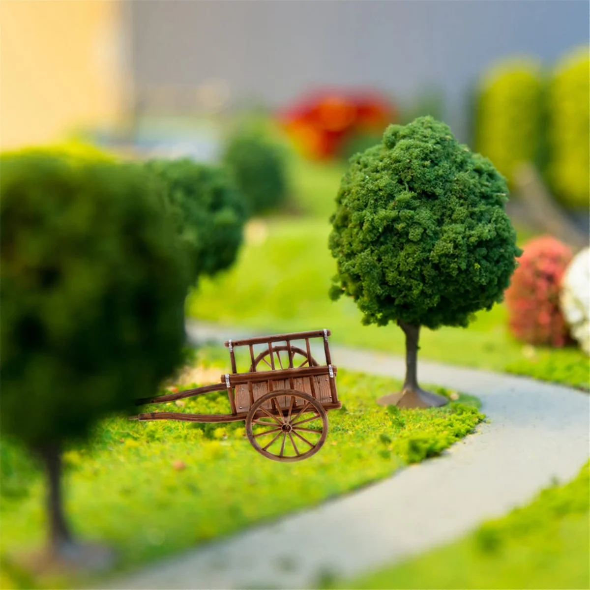 Model Gerobak Tahan Lama Gerobak Miniatur Patung Peri Roda Miniatur Gerobak Balita Aksesori Mainan Miniatur Troli Taman