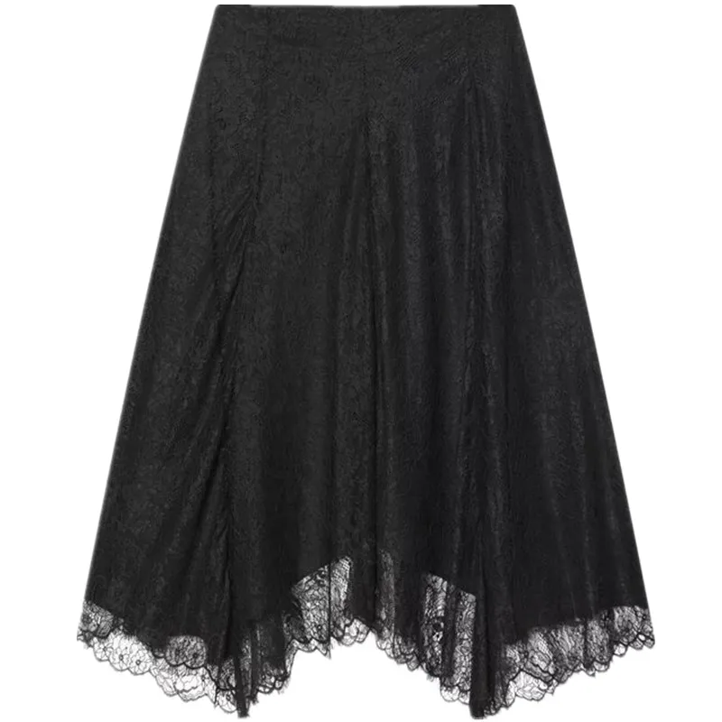 Winter 2025 New Arrival Women's Midi Skirt Lace Design mid Waist f Body New Faion Trend Ci Commute A-Line Loose Fit