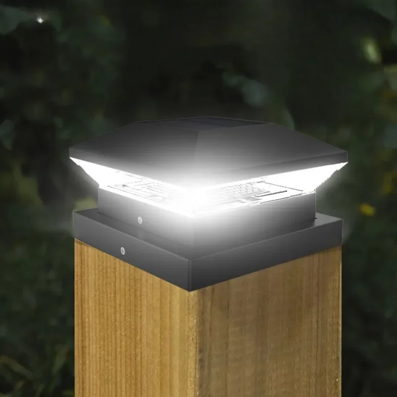 GHJUYIOL Faro de columna solar, valla de estaca de madera, valla de estilo chino, luz de patio, columna de villa de jardín, luz de césped