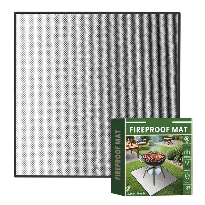 Outdoor Grill Fire Mat Outdoor Grill Mat Heat Resistant BBQ Fireproof Mat Waterproof Fireplace Mat Anti-Slip Reusable Protective