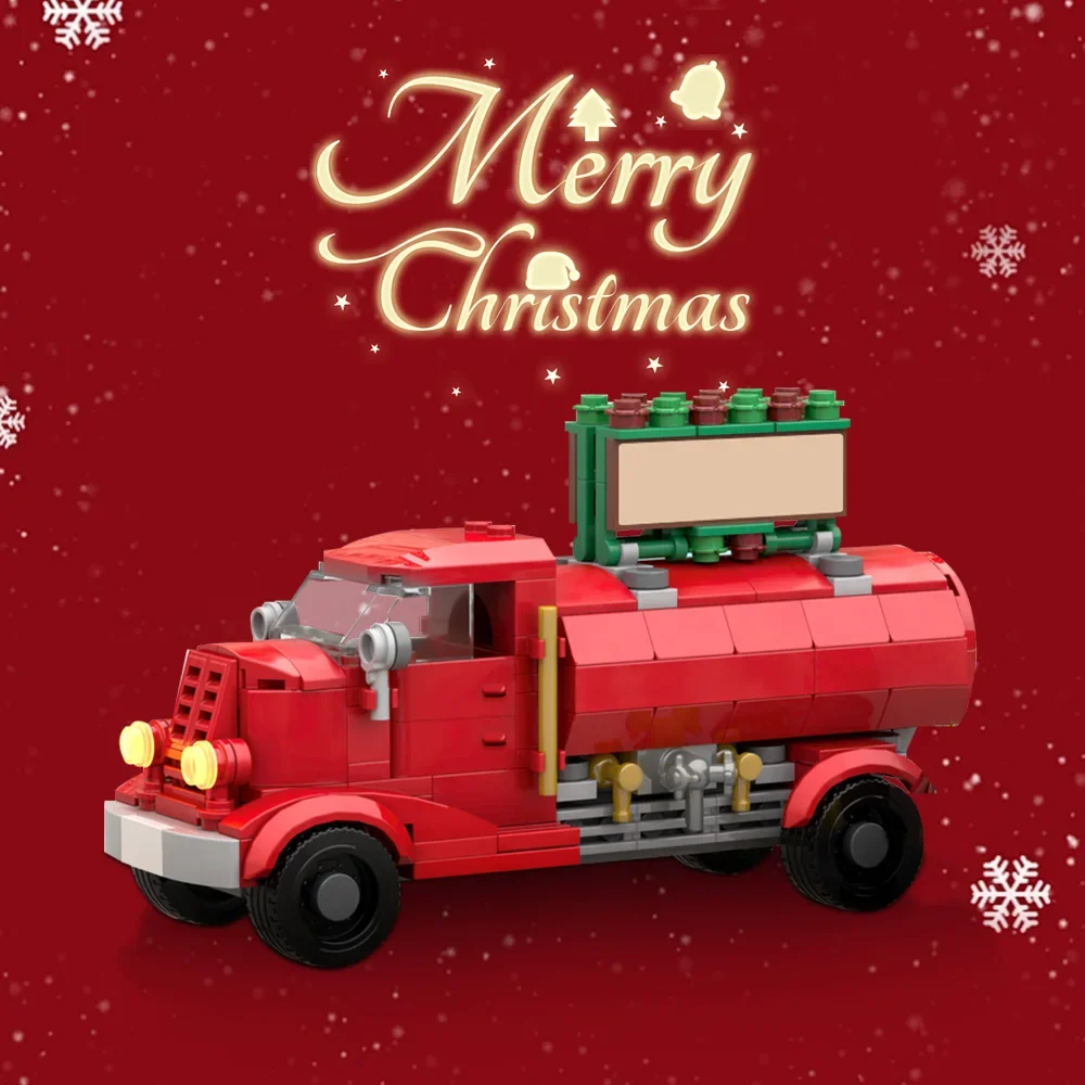 MOC Hot Cocoa Truck Building Blocks Winter Village Christmas Model Christmas Frozen Tree Bricks Mayors carToy for Children Gift