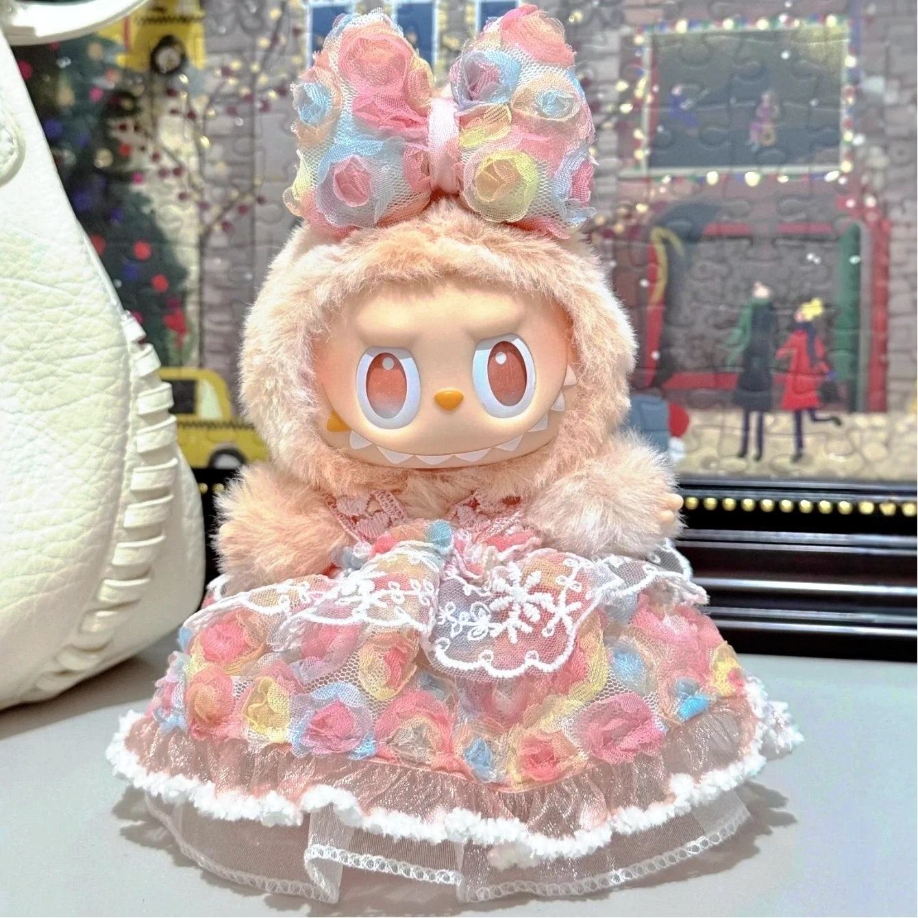 

Hot Mini Doll Clothes Pearl Necklace Petal Yarn Skirt Hair Accessories for 17cm Labubu Korean Kpop Idol Doll DIY Gift Toy