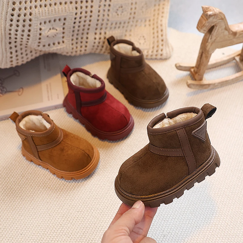 الخريف الشتاء طفل الفتيات الفتيان أحذية الاطفال أفخم حذاء من الجلد الأطفال في الهواء الطلق أحذية لينة وحيد المضادة للانزلاق الرضع حذاء طفل صغير