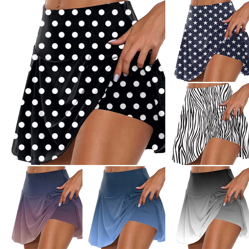 

Women's Sport Tennis Skorts Leopard Print Outdoor Yoga Short Skirt High Elastic Gym Workout Short Yoga Fitness Sports Shorts