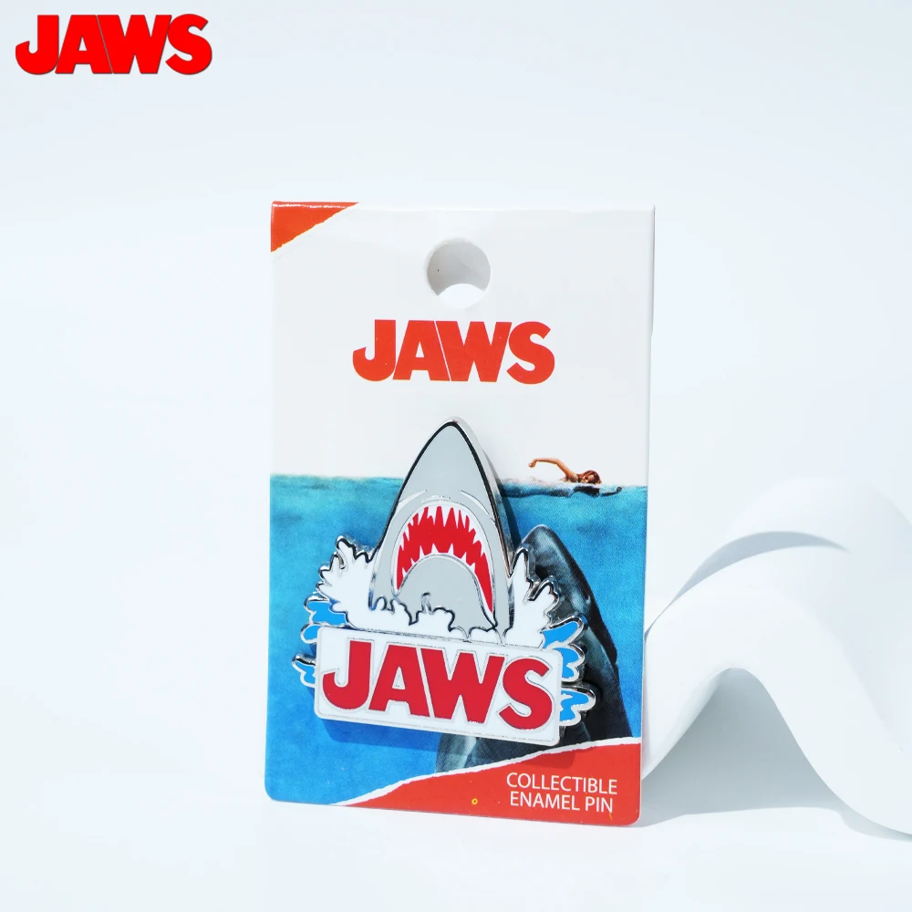 

1PC JAWS Officially Licensed Zinc Alloy Enamel Pin Shark Design Novelty Jewelry Jacket Lapel Pin Anime Backpack Collectible