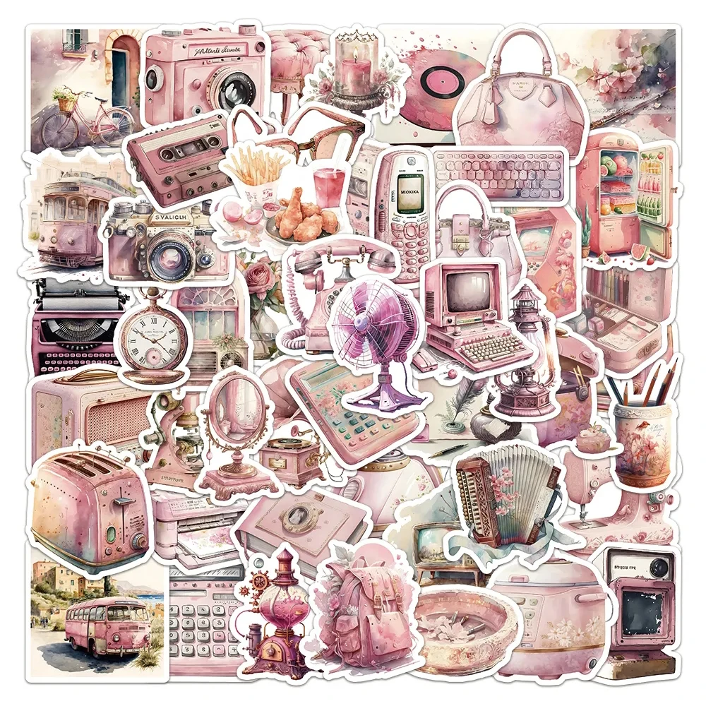 

10/30/63PCS Fun Ins Style Vintage Graffiti Creative Stickers Kawaii Girls DIY Notebook Guitar Car Waterproof Pink Sticker Decals