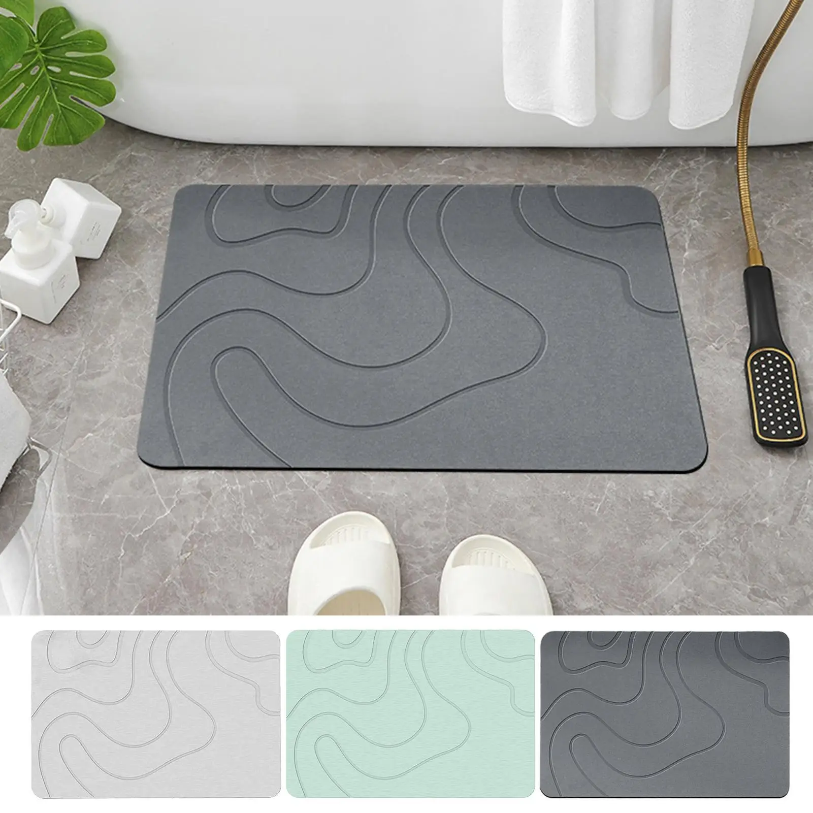 Alfombra de baño de diatomita, estera de suelo de baño de piedra absorbente de agua de secado rápido, alfombrilla antideslizante para puerta para ducha, inodoro, entrada frontal