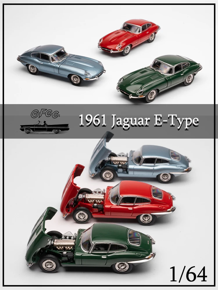 

GFCC 1/64 1961 E-Type Cars High Performance Metal chassis Car with Display Box Diecast Toy Station Vehicle Collection Gifts
