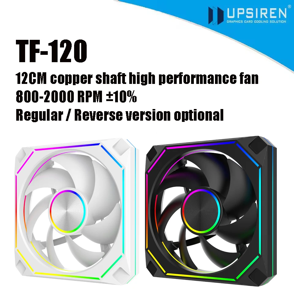 

UPSIREN TF-120 Computer Case Fan 12cm ARGB 4Pin PWM Quiet Cooling Fan 12V Large Air Volume 56.36CFM/800-2000RPM Performance Fans