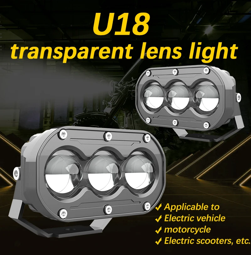 

HAOSJ new U18LED spotlight 60w two-color lens headlights 12000LM motorcycle electric car spotlight work lights