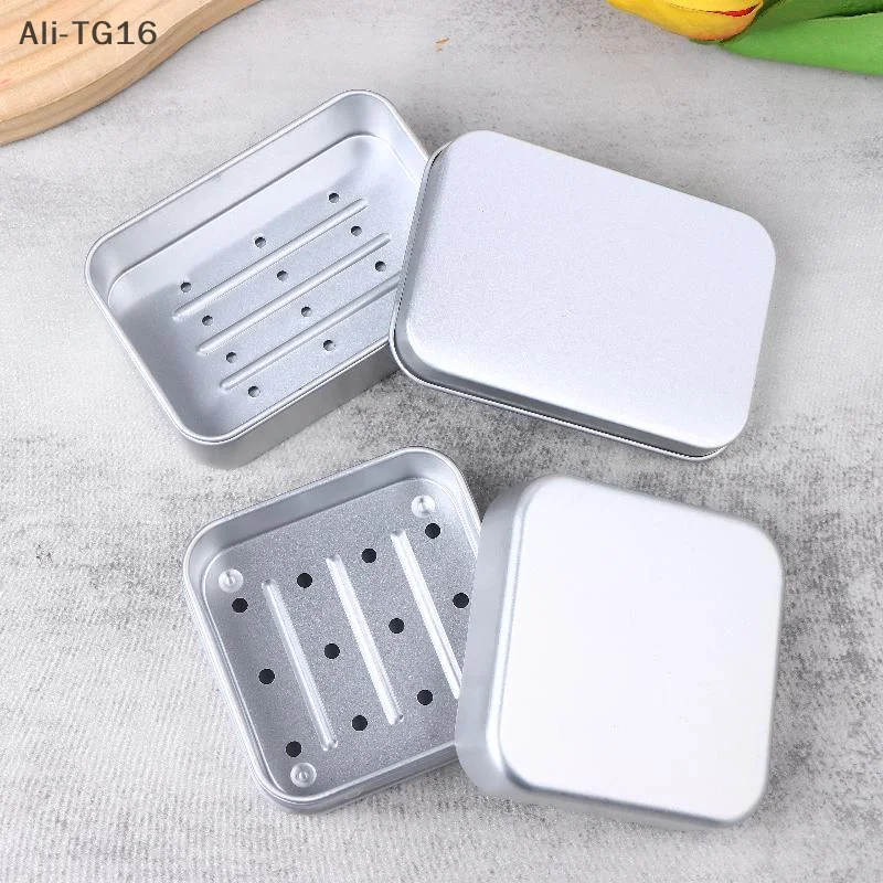 مربع الألومنيوم صحن الصابون صندوق الصابون مع غطاء حامل الصابون الألومنيوم السفر الصابون السفر حاوية صينية الصابون للحمامات المنزلية طبق