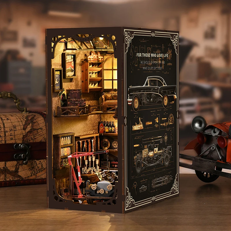 Mini Kit de rincón de libros DIY, casa de muñecas de madera, rompecabezas 3D, montaje de edificio, estantería, decoración de inserción con muebles, regalos de navidad