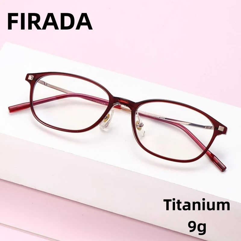 

FIRADA Fashion Comfortable Glasses Retro Titanium Square Eyewear Luxury Optical Prescription Eyeglasses Frame For Women 30304-C