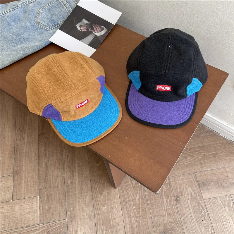 

Polar Fleece Baseball Cap Female Men's Autumn and Winter Warm Flat Eaves Cap Retro Peaked Cap