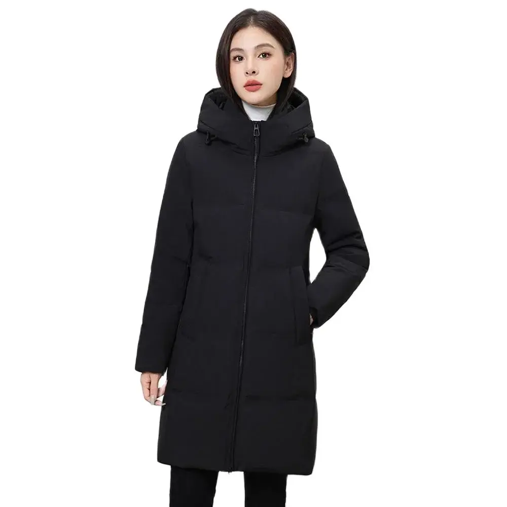 

Down Jacket Femininity In The Long 2024 Winter New Hooded Warm Loose High-end Cold 90 White Duck Down Fashion Coat Female Tide.