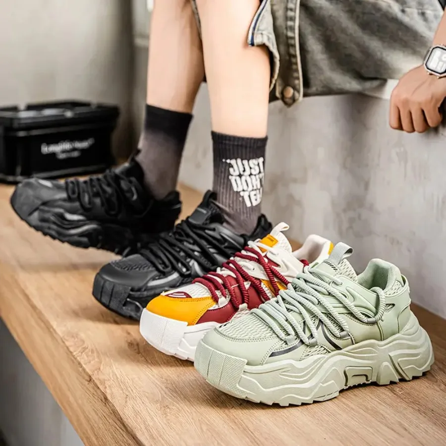 

Men'S Casual Sneakers for Early Autumn Featuring Trendy Color-Blocking Retro Dad Shoes Stylish Athletic Footwear And Thick-Sole