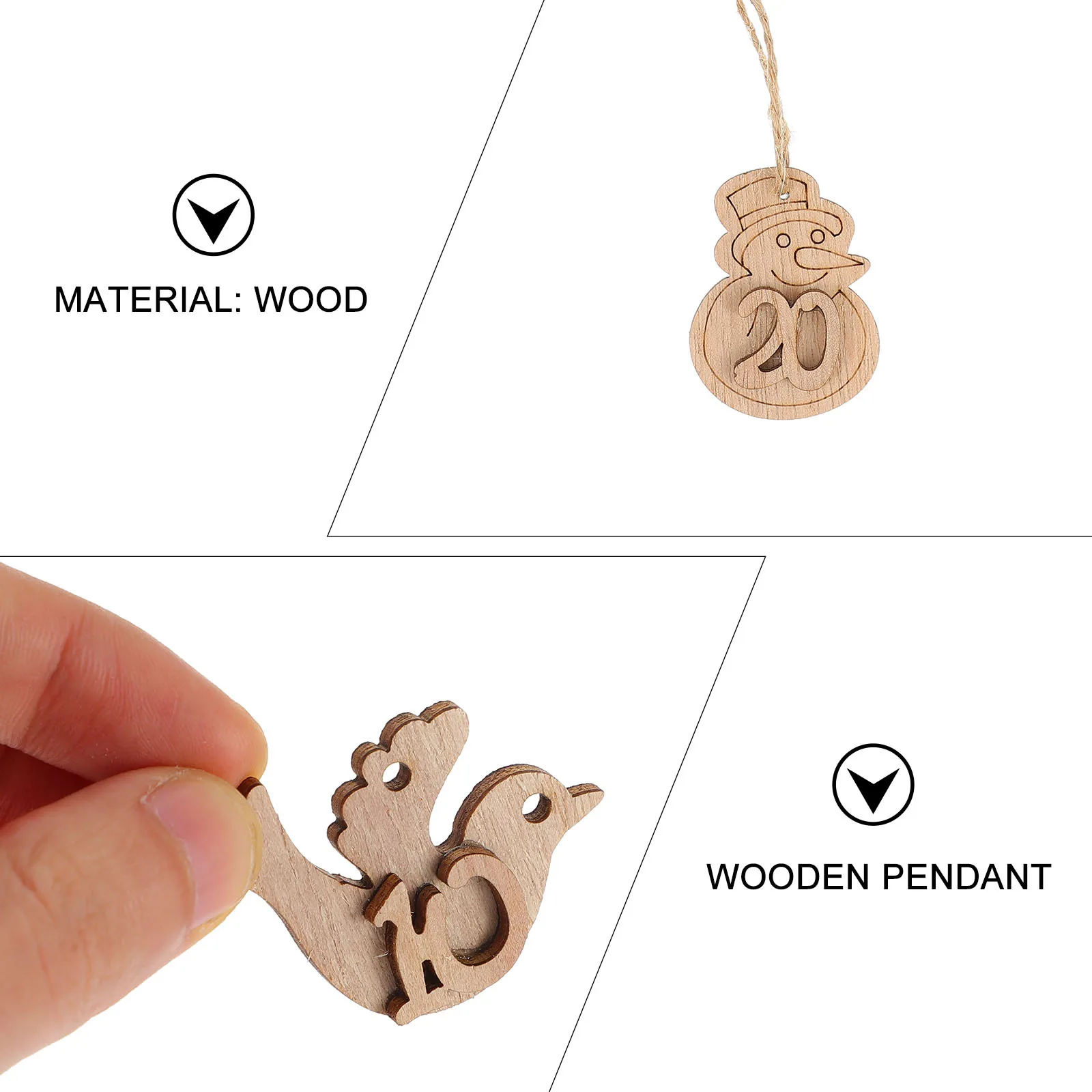 

1Set Christmas Number Hanging Tag Wooden Carving Pendant Stylish Ornament Tree Home Decorations DIY Gift Photo Prop Crafts